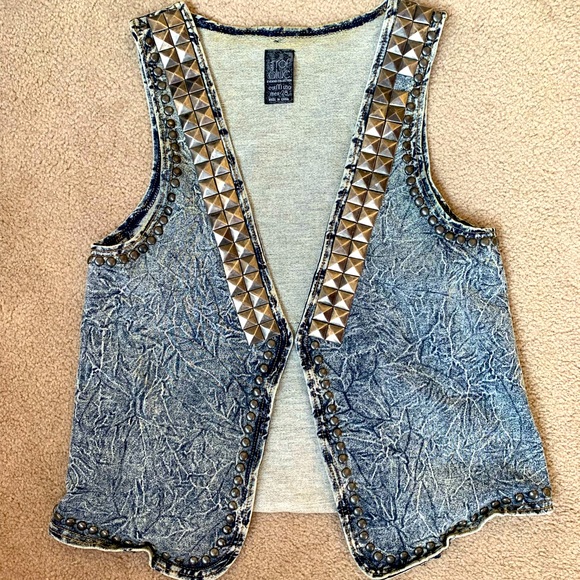 Stretch denim studded vest - Picture 1 of 1
